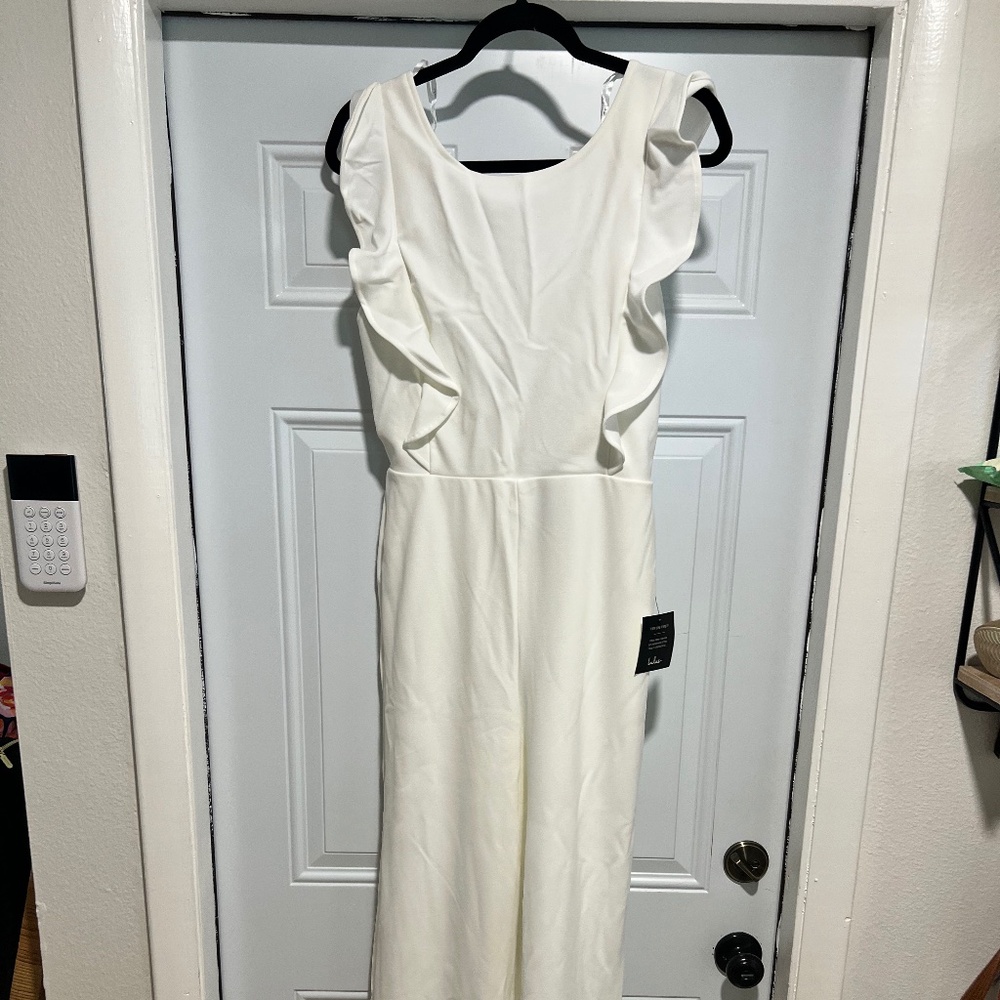 White Ruffle Open Back Jumper